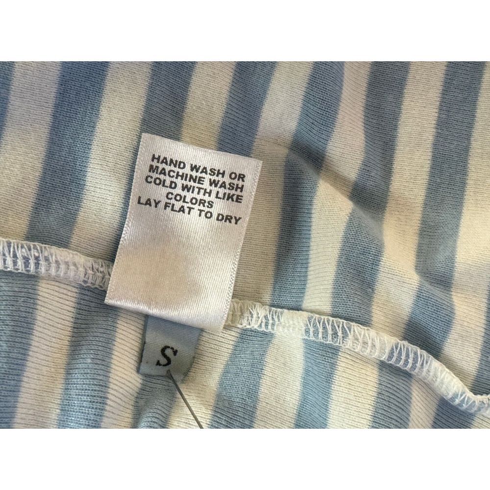 Frame Le Button V-Neck Striped Tee Women‎ S EUC Supima Cotton Striped Stretch - Picture 7 of 10